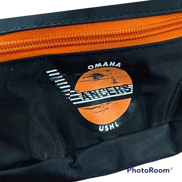 Vintage Omaha Lancers Hockey Fanny Pack 2 Zippered Pockets 34" Belt Bag Hip Pack - Picture 2 of 4